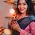 Blue pink silk blend jacuard work festival saree with unstitched blouse piece