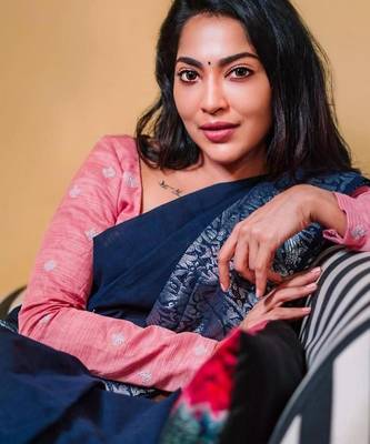 Blue pink silk blend jacuard work festival saree with unstitched blouse piece 4