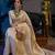 Off white silk blend jacuard work festival saree with unstitched blouse piece