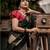 Black red silk blend jacuard work festival saree with unstitched blouse piece