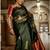 Green red silk blend jacuard work festival saree with unstitched blouse piece