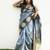 Grey black silk blend jacuard work festival saree with unstitched blouse piece
