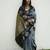 Grey black silk blend jacuard work festival saree with unstitched blouse piece