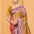 mustard gold color beautiful soft silk blend woven designer partywear ethnic saree