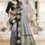 Grey black silk blend jacuard work festival saree with unstitched blouse piece