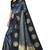 Grey black silk blend jacuard work festival saree with unstitched blouse piece