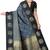 Grey black silk blend jacuard work festival saree with unstitched blouse piece