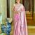 Baby pink silk blend jacuard work festival saree with unstitched blouse piece