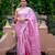Baby pink silk blend jacuard work festival saree with unstitched blouse piece