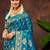 smart and ethnic peacock blue color silk blend fabric woven designer ethnic rich looks saree