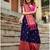 Blue pink silk blend jacuard work festival saree with unstitched blouse piece