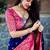 Blue pink silk blend jacuard work festival saree with unstitched blouse piece