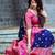 Blue pink silk blend jacuard work festival saree with unstitched blouse piece