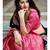 Blue pink silk blend jacuard work festival saree with unstitched blouse piece