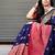 Blue pink silk blend jacuard work festival saree with unstitched blouse piece