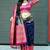 Blue pink silk blend jacuard work festival saree with unstitched blouse piece
