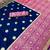 Blue pink silk blend jacuard work festival saree with unstitched blouse piece