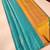 Turquoise yellow silk blend jacuard work festival saree with unstitched blouse piece