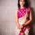 Off white pink silk blend jacuard work festival saree with unstitched blouse piece