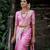 Baby pink silk blend jacuard work festival saree with unstitched blouse piece