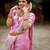 Baby pink silk blend jacuard work festival saree with unstitched blouse piece