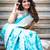 Turquoise silk blend jacuard work festival saree with unstitched blouse piece