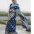 Blue  silk blend jacuard work festival saree with unstitched blouse piece