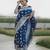 Blue  silk blend jacuard work festival saree with unstitched blouse piece