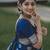 Blue  silk blend jacuard work festival saree with unstitched blouse piece