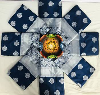 Blue  silk blend jacuard work festival saree with unstitched blouse piece 5