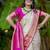Off white pink  silk blend jacuard work festival saree with unstitched blouse piece