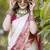 Off white pink  silk blend jacuard work festival saree with unstitched blouse piece