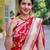 Red  silk blend jacuard work festival saree with unstitched blouse piece