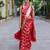 Red  silk blend jacuard work festival saree with unstitched blouse piece