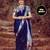 Blue  silk blend jacuard work festival saree with unstitched blouse piece