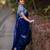 Blue  silk blend jacuard work festival saree with unstitched blouse piece