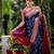 Blue pink  silk blend jacuard work festival saree with unstitched blouse piece