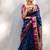 Blue pink  silk blend jacuard work festival saree with unstitched blouse piece
