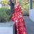 Red  silk blend jacuard work festival saree with unstitched blouse piece
