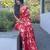 Red  silk blend jacuard work festival saree with unstitched blouse piece