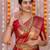 Red  silk blend jacuard work festival saree with unstitched blouse piece