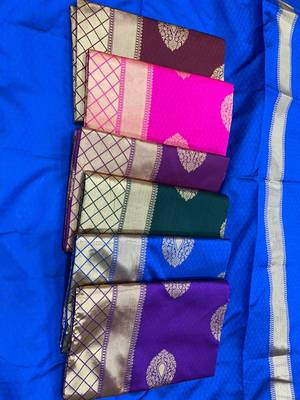 Wine  silk blend jacuard work festival saree with unstitched blouse piece 3