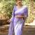 Lavender linen jacuard work festival saree with unstitched blouse piece