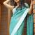 Rama  linen jacuard work festival saree with unstitched blouse piece