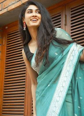 Rama  linen jacuard work festival saree with unstitched blouse piece 2