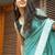 Rama  linen jacuard work festival saree with unstitched blouse piece