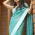 Rama  linen jacuard work festival saree with unstitched blouse piece