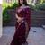 Wine linen jacuard work festival saree with unstitched blouse piece
