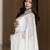 White linen jacuard work festival saree with unstitched blouse piece
