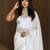 White linen jacuard work festival saree with unstitched blouse piece